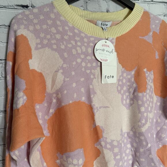 FATE Harris Sweater, Long Sleeve Bright/Colorful Pastel Floral, NWT, Sz Medium - Picture 4 of 10